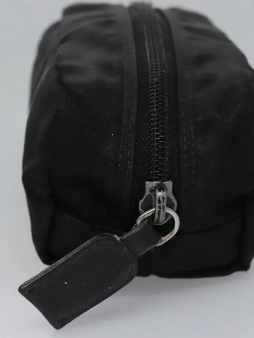 PRADA Pouch Nylon Black Silver Auth bs22990